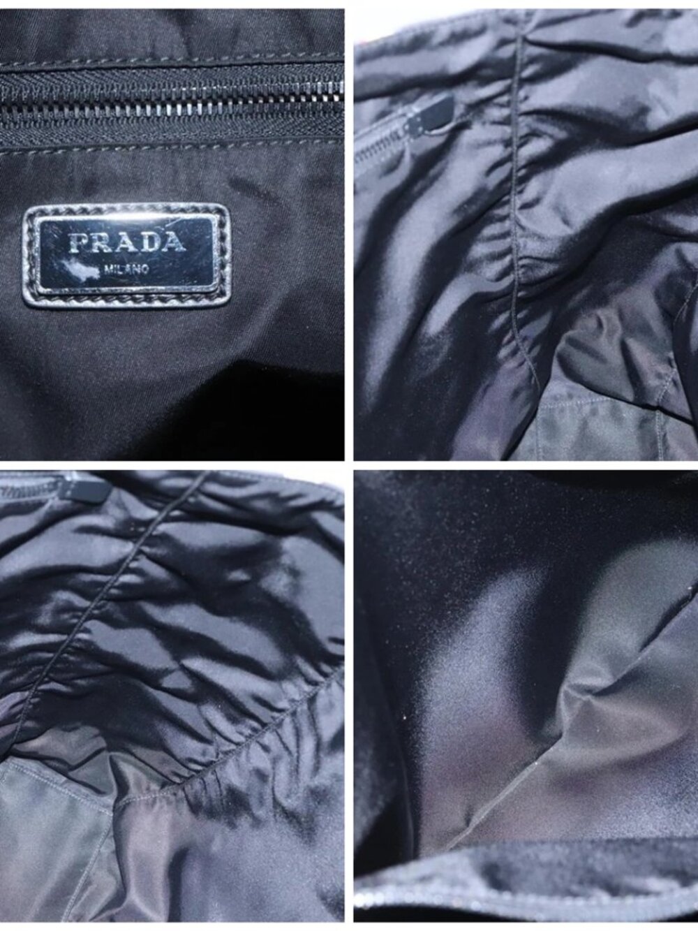 PRADA Tote Bag Nylon Black Silver Auth ep7424 - Picture 15 of 16